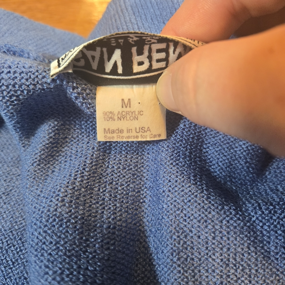 San Remo Cardigan Sweater Womens Medium Blue Nautical Anchor Buttons Vintage USA - Picture 8 of 10